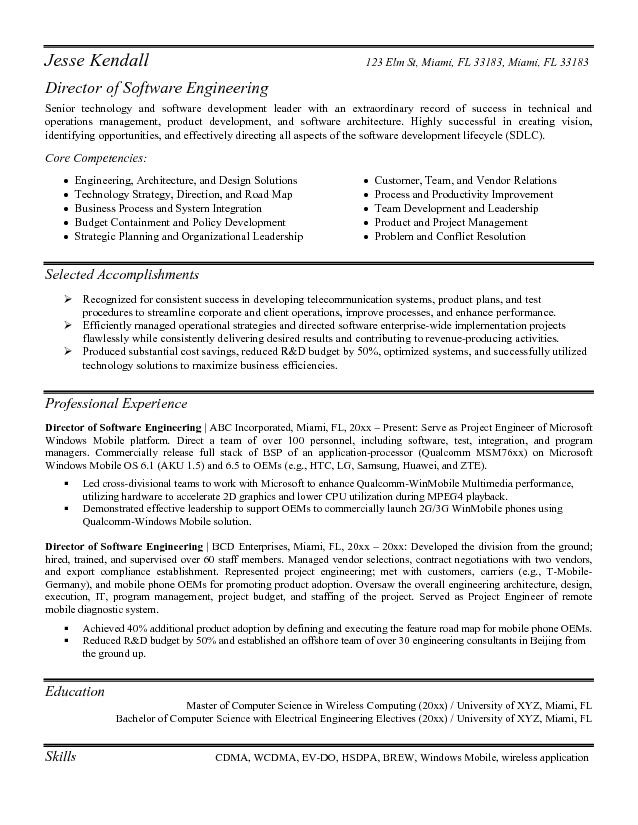 Example of a software developer resume